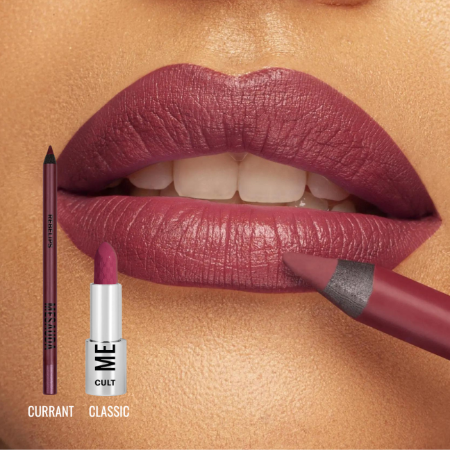 Lūpų pieštukas + kreminiai lūpų dažai: Currant + Classic