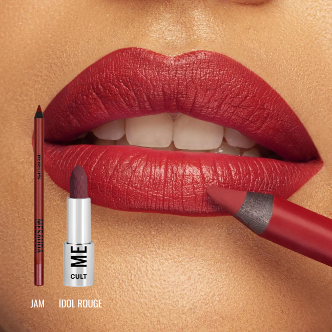 Lūpų pieštukas + kreminiai lūpų dažai: Jam + Idon Rouge